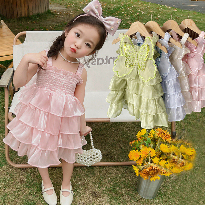Children's Skirts Summer Western Style Clothing Cake Braces Skirt Children's Dress