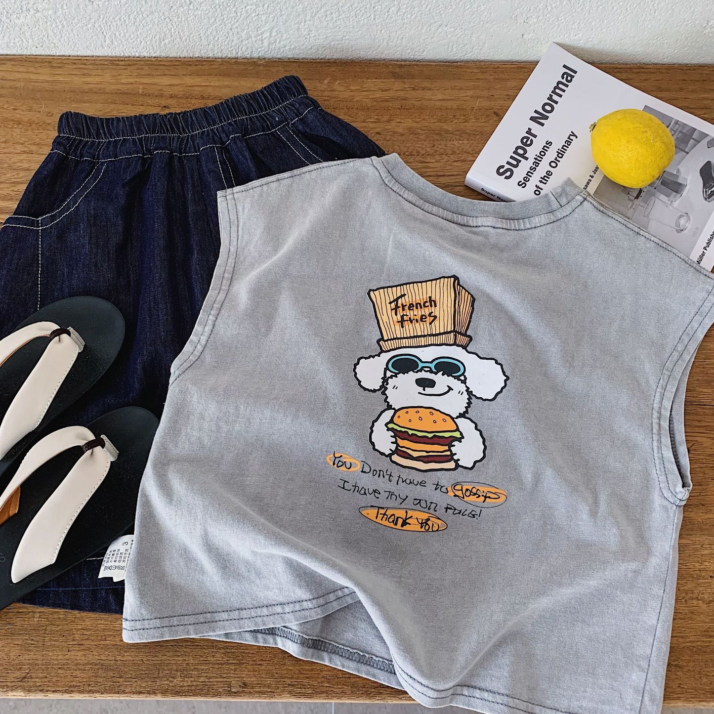 Children's Sleeveless Summer Korean Style Boys Cartoon Children's T-shirt