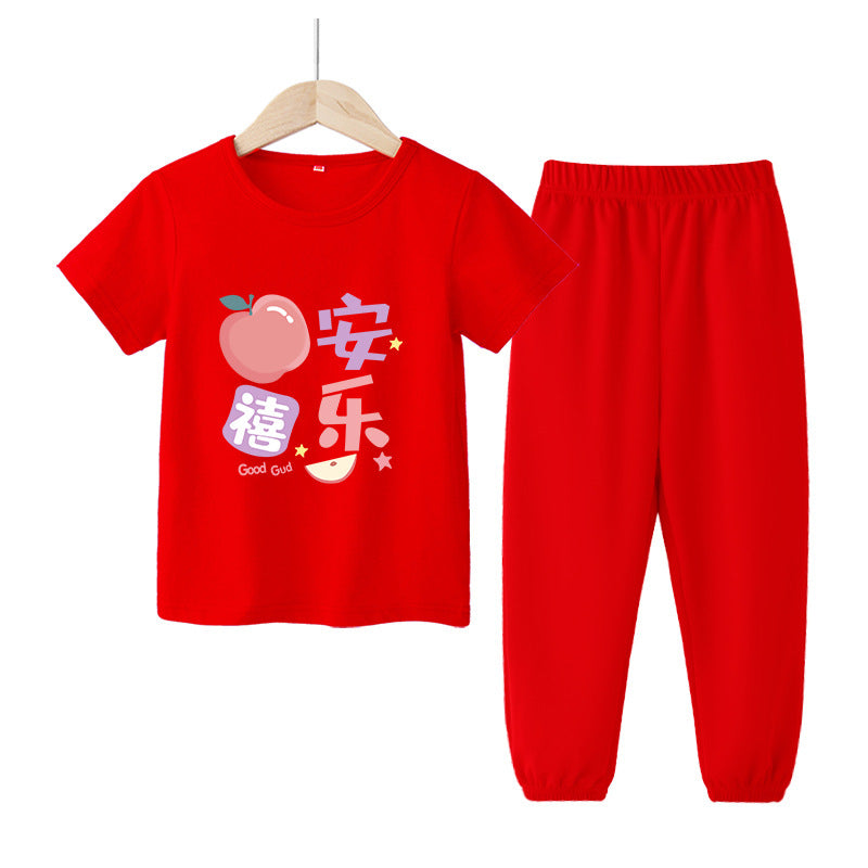 Children's Year's Day Festive Costume Horse Life Clothes Boys Red Short Children's Suit