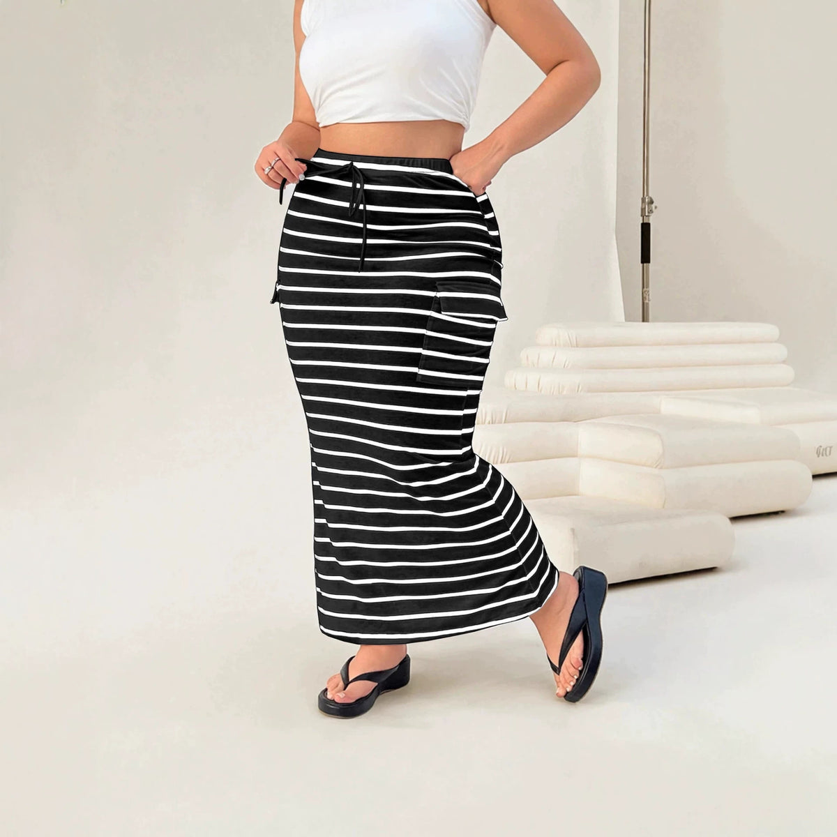 Women's Summer Striped Knitted Hip Slim Fit Clothing