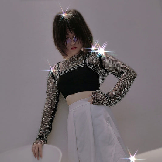 Light Diamond Fashion Net Drill Crystal Long Small Vest/suspenders/tube Top