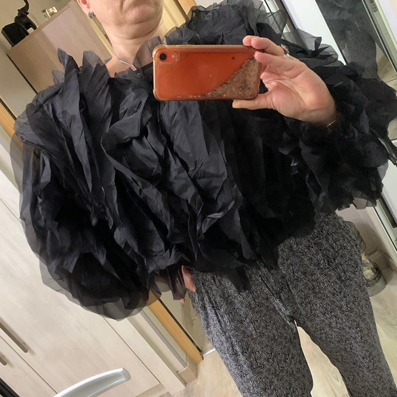 Women's Design Shirt Autumn Fashion Personality Ruffled Long-sleeved Versatile Blouse