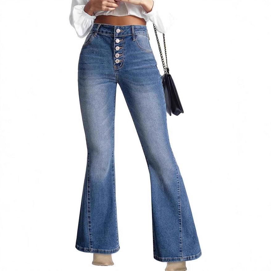 Women's Autumn High Waist Stretch Slightly Flared Women's Jeans