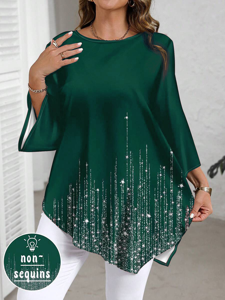 Women's Autumn Casual Versatile Gradient Printing Round Tops