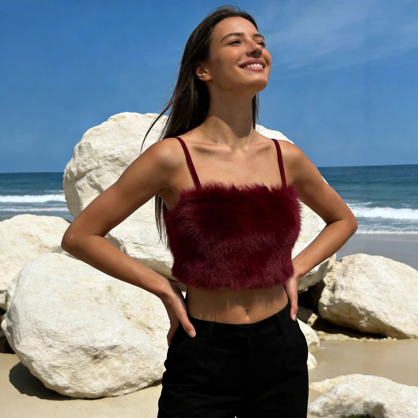 Sexy Hot Tube Solid Color Plush Small Vest/suspenders/tube Top
