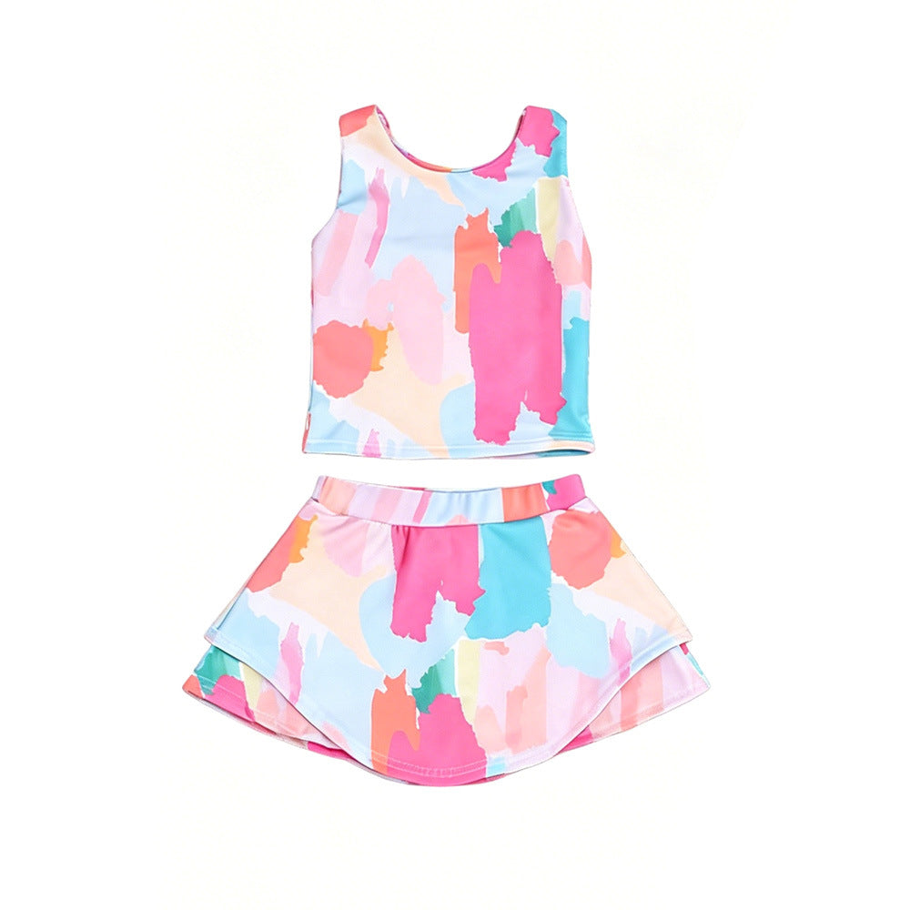 Children's Sports Tennis Skirt Printed Sleeveless Vest Clothing Summer Children's Suit