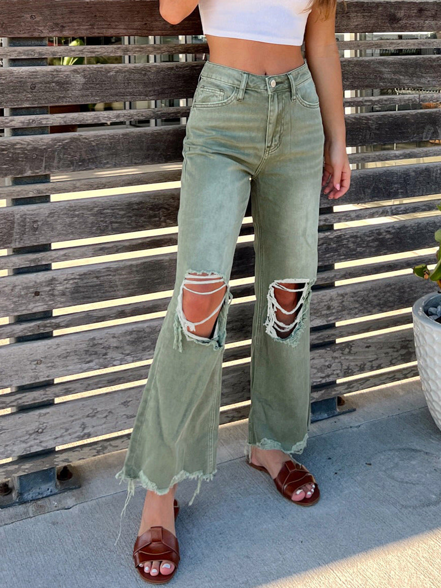 Women's High Quality Ripped Straight Loose Women's Jeans