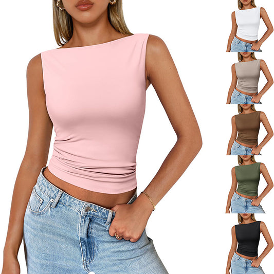 Women's Sleeveless Hot Slim Fit Inner Wear Fashion Women's T-shirt