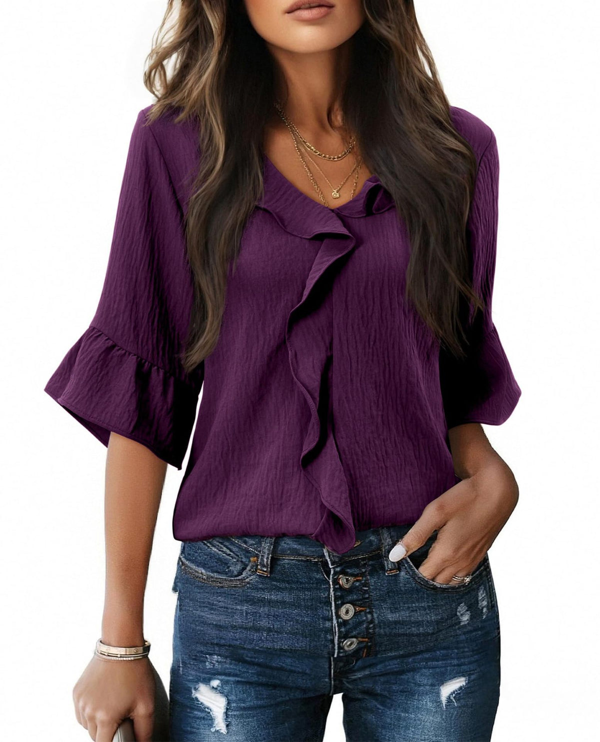 Classy Glamorous Beautiful Fashionable Ruffled Loose Tops