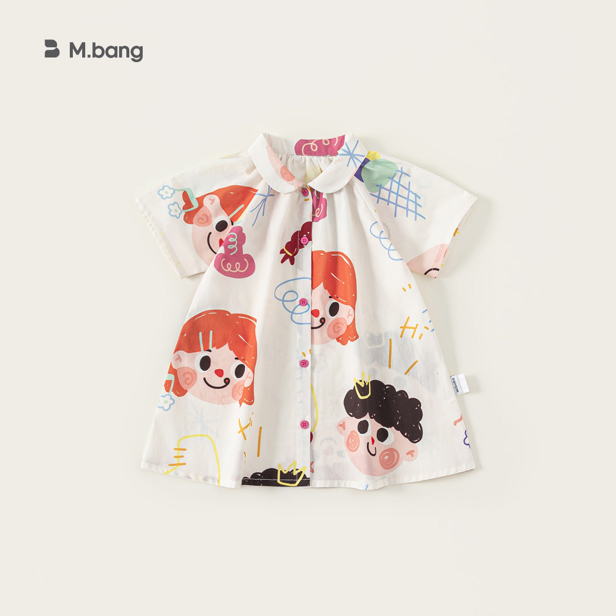 Children's Summer Clothing Thin Lapels Short Sleeve Loose Shirt Children's Dress