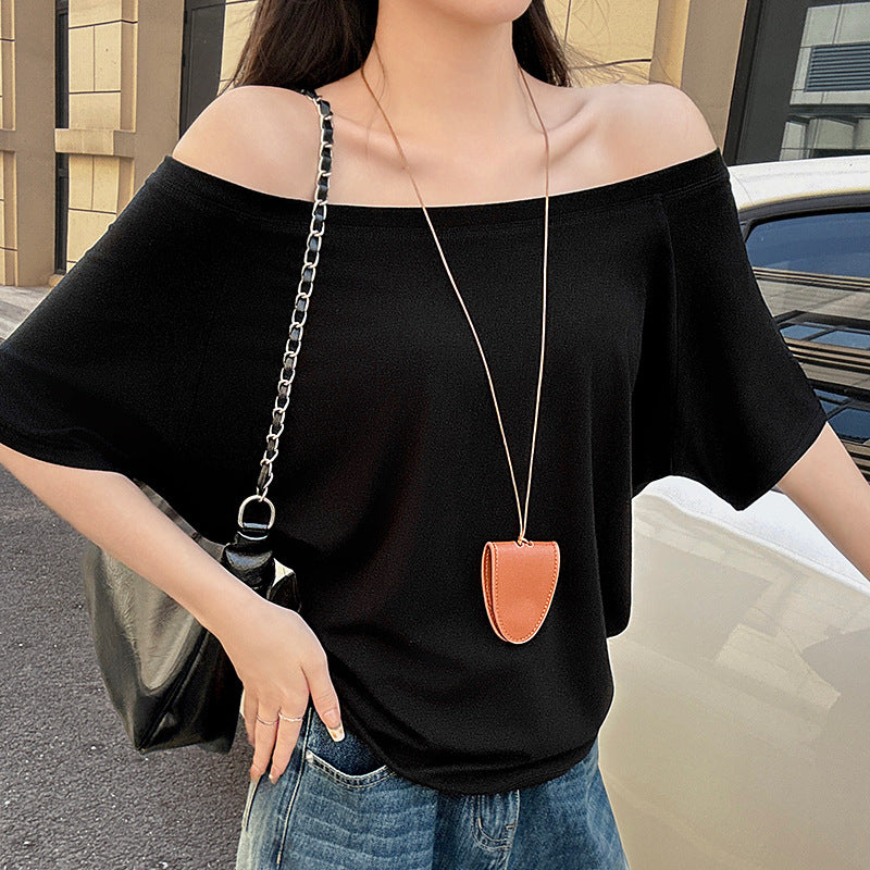 Women's Design Gray Sleeve Summer Chic Loose Women's T-shirt