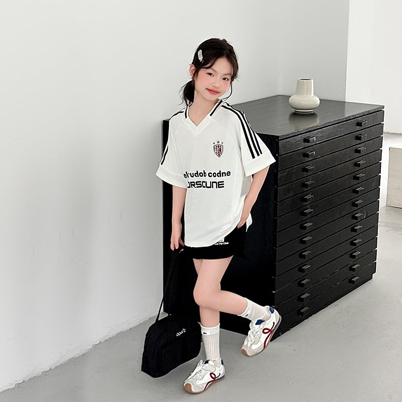 Two-piece Medium Big Summer Loose Short Children's Suit