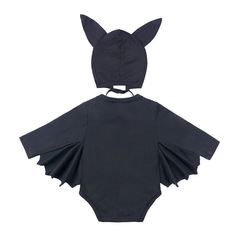 Children's Halloween Clothing Boys Long Sleeve Bat Shape Triangle Rompers Born Jumpsuit, Climbing Suit