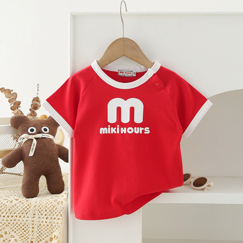 Children's Short-sleeved T-shirt Summer Half Sleeve Top Pure Parent-child Outfit
