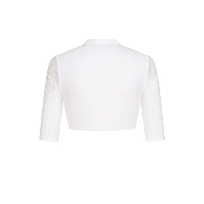 Women's Beer Bavarian Festival Ding Dong White Lace Shirt, Chiffon Shirt
