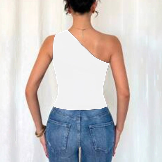 Graceful Sleeveless Metal Ring Design Solid Color Small Vest/suspenders/tube Top