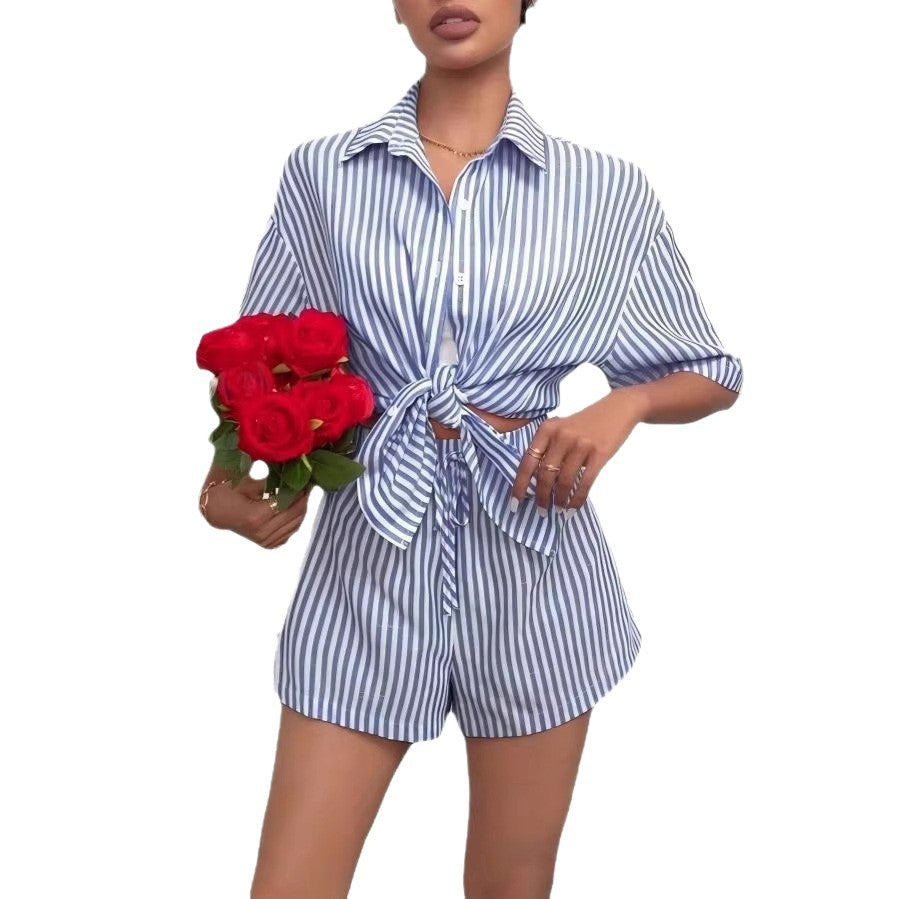 Source Lapel Striped Shirt Sleeve Two Suits
