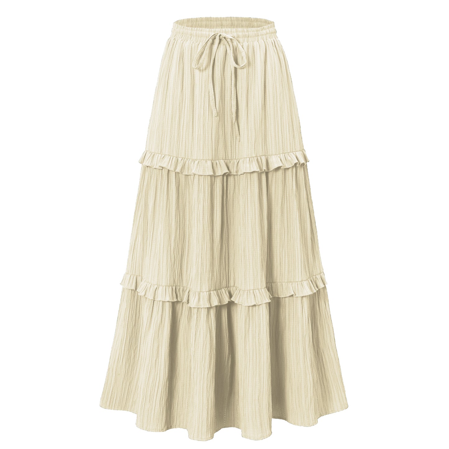 Drawstring Lace High Waist Elastic A- Skirt