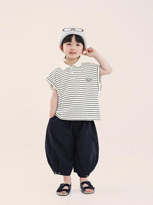 Children's Boy's Short-sleeved Summer Striped Shirt Sleeveless Children's T-shirt