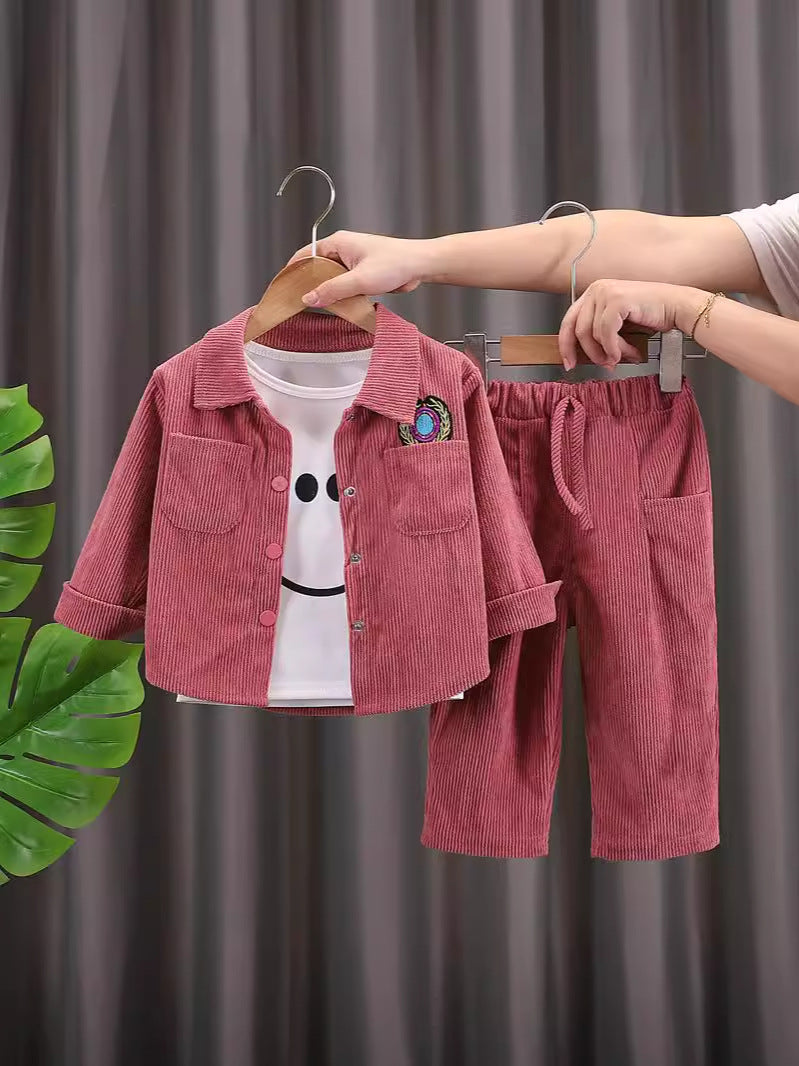 Children's Spring Korean Style Handsome Western Corduroy Long Sleeve Children's Suit