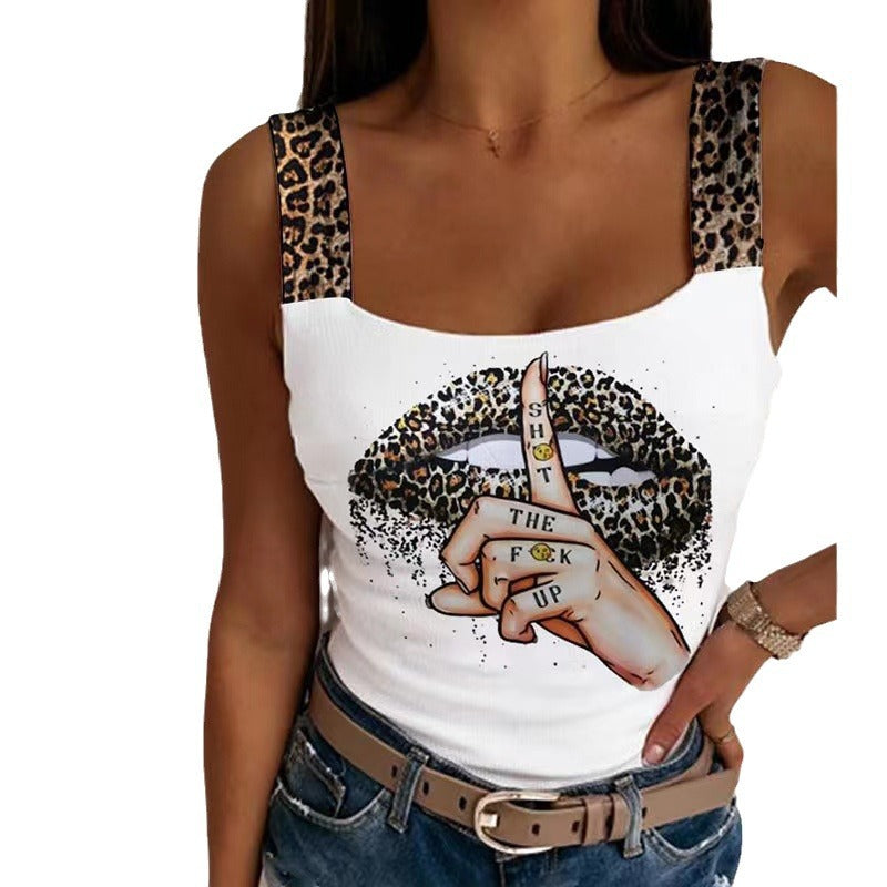 Classy Women's Sexy Camisole Lip Printings Vests