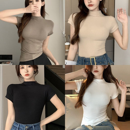 Women's Short-sleeved Summer Slim Fit Slimming Bottoming Shirt Tops