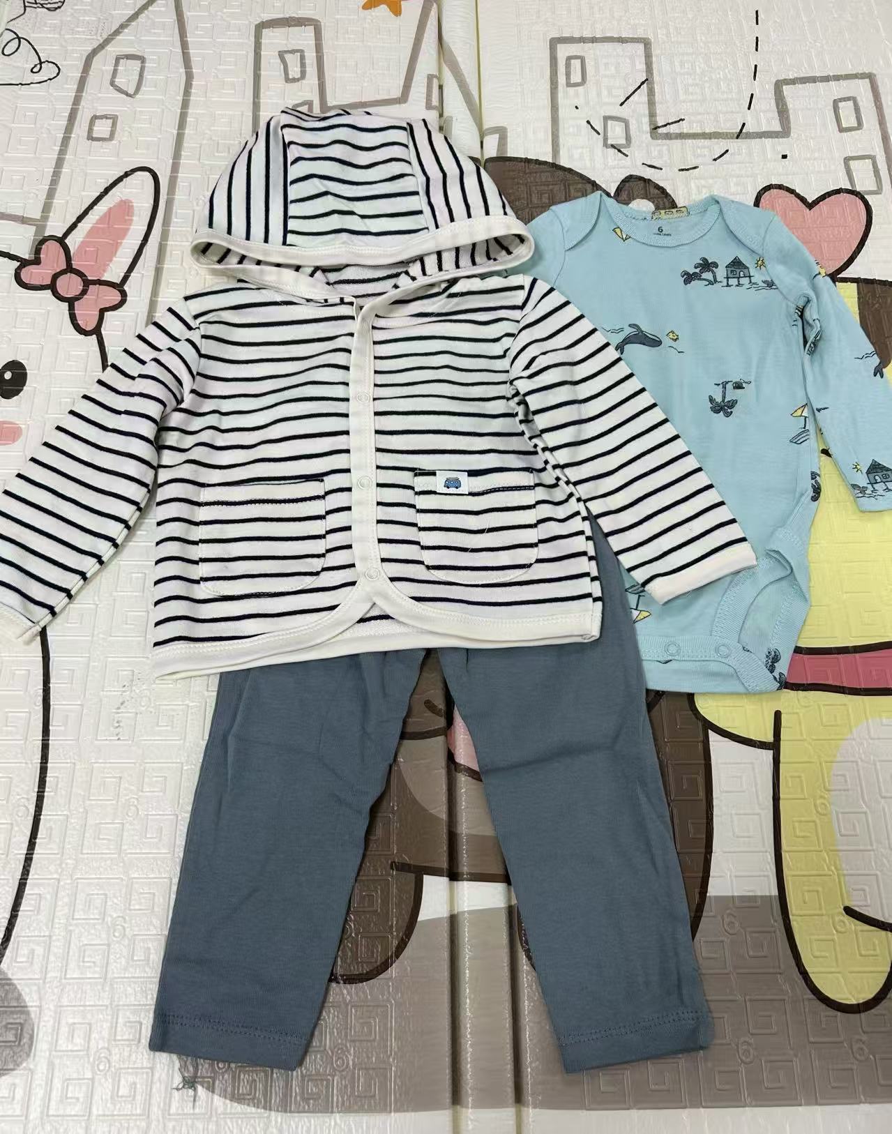 Women's & Men's Clothing Sweater Jacket Hooded Long-sleeved Romper Three-piece Children's Suit