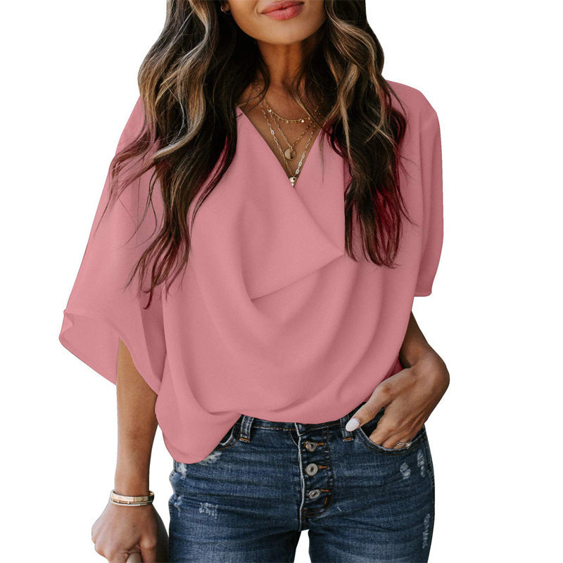 Women's Chiffon Shirt Loose Casual T-shirt Blouse