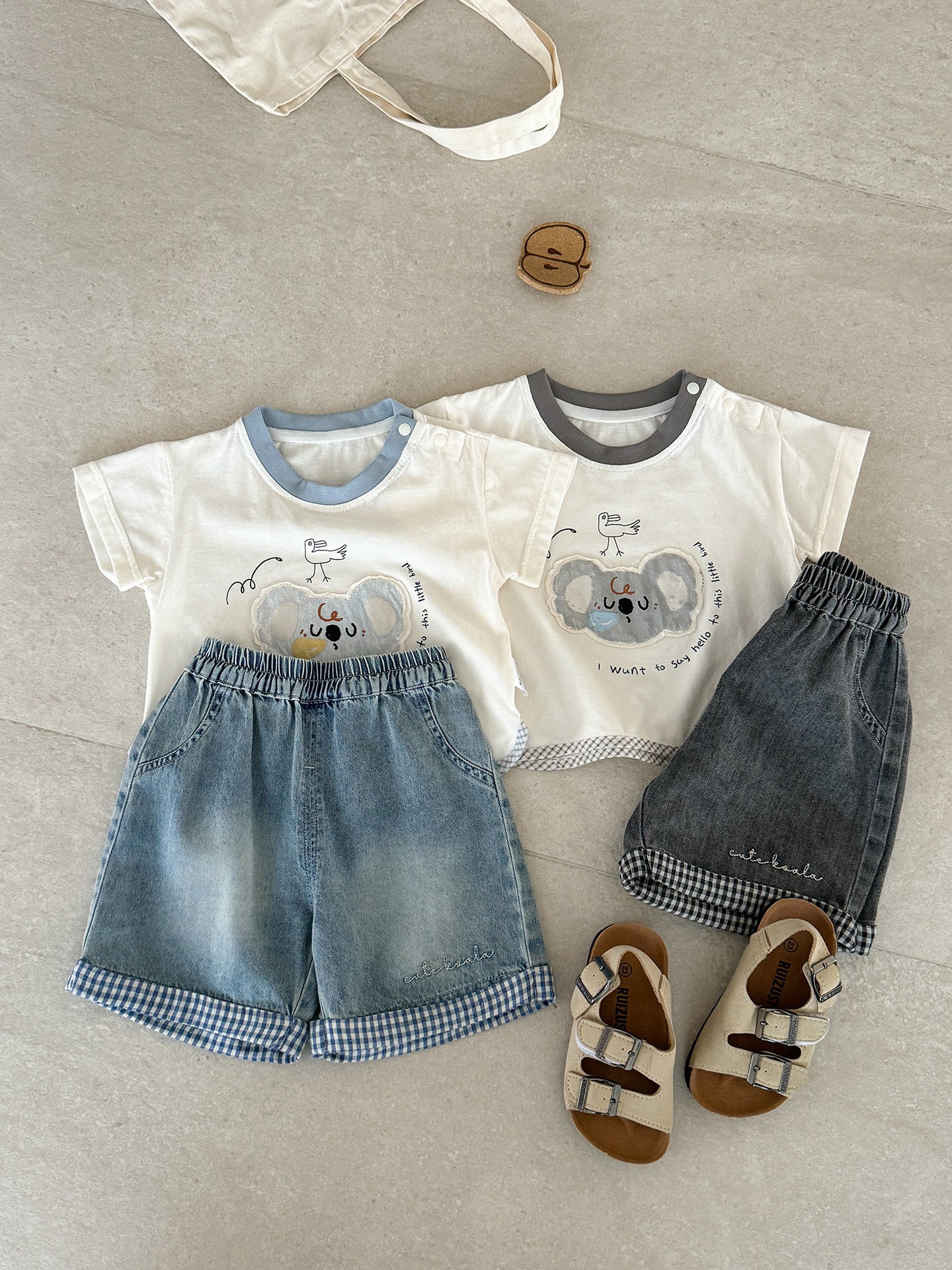 Children's Summer Thin Short-sleeved Shirt Korean Style Shorts Two-piece Children's Suit