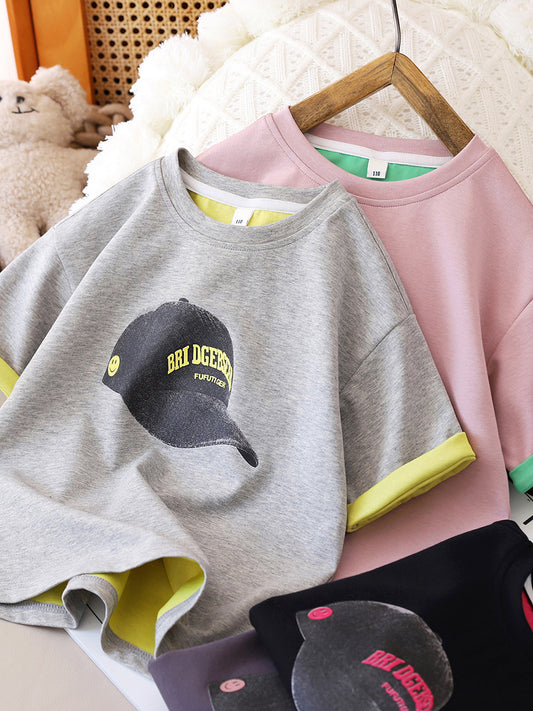 Children's Summer Clothing Short-sleeved Top Middle Big Children's T-shirt