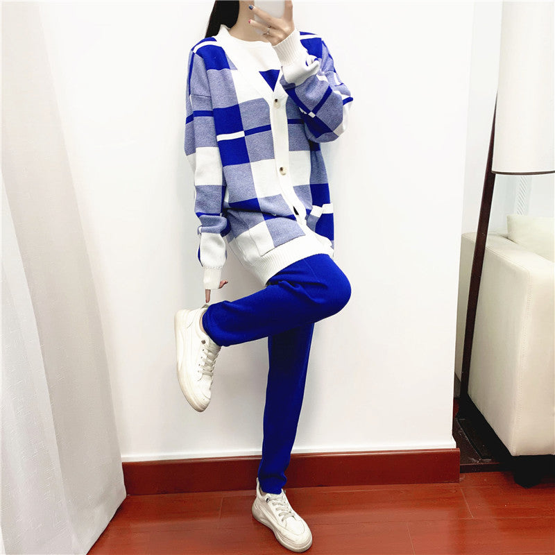 Women's Elegant Outfit Fashionable Knitted European Goods Three-piece Suits