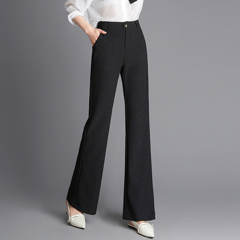 Women's Black Fashion High Waist Slimming Narrow Straight Casual Pants