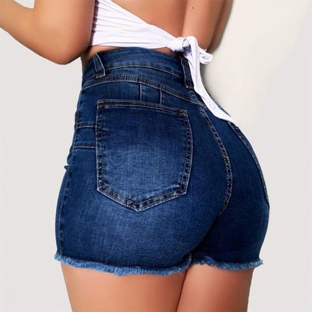 Women's Waist Stretch Slim Fit Ripped Tassel Denim Women's Jeans