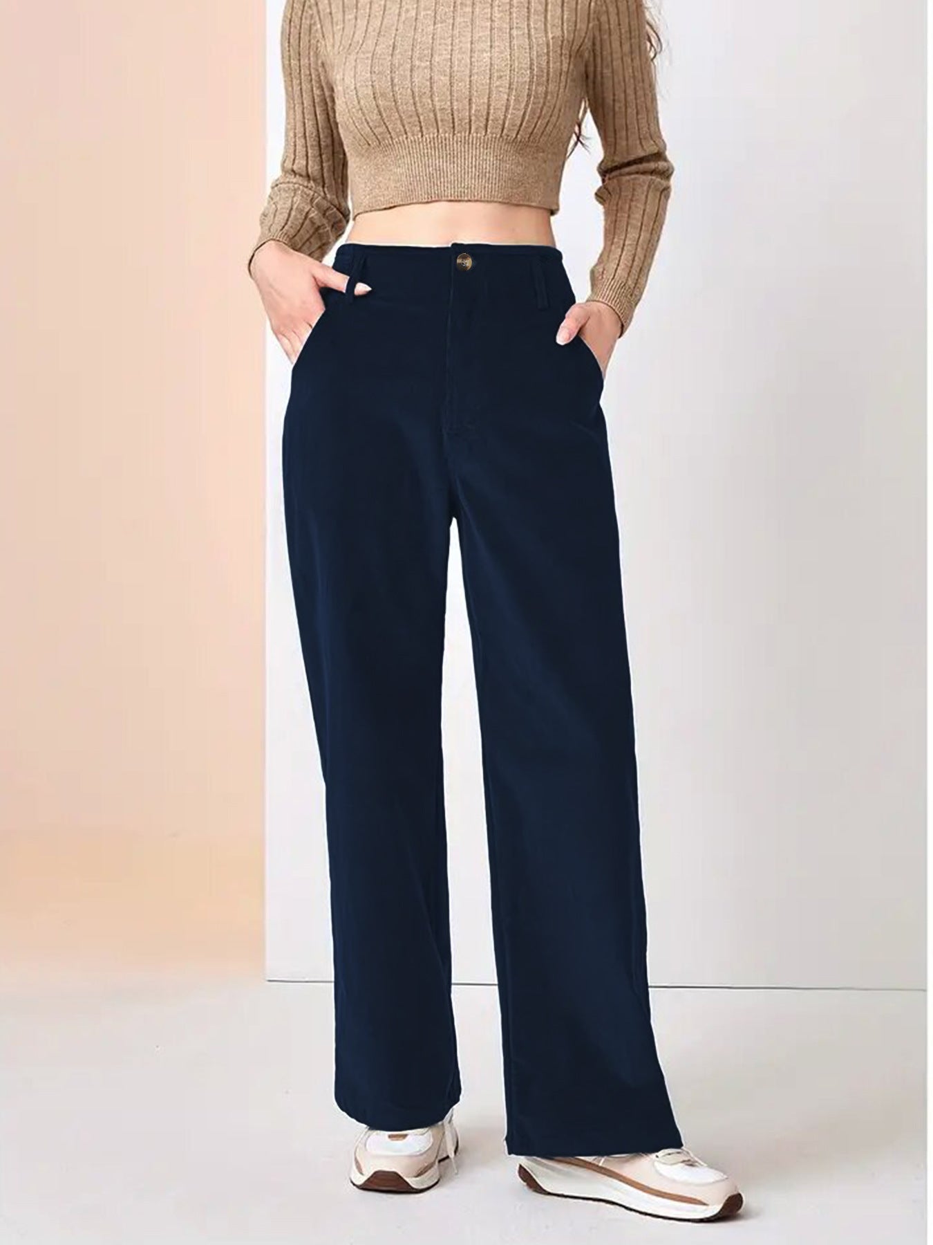 Women's Trousers With High Waist Slimming Straight Casual Pants