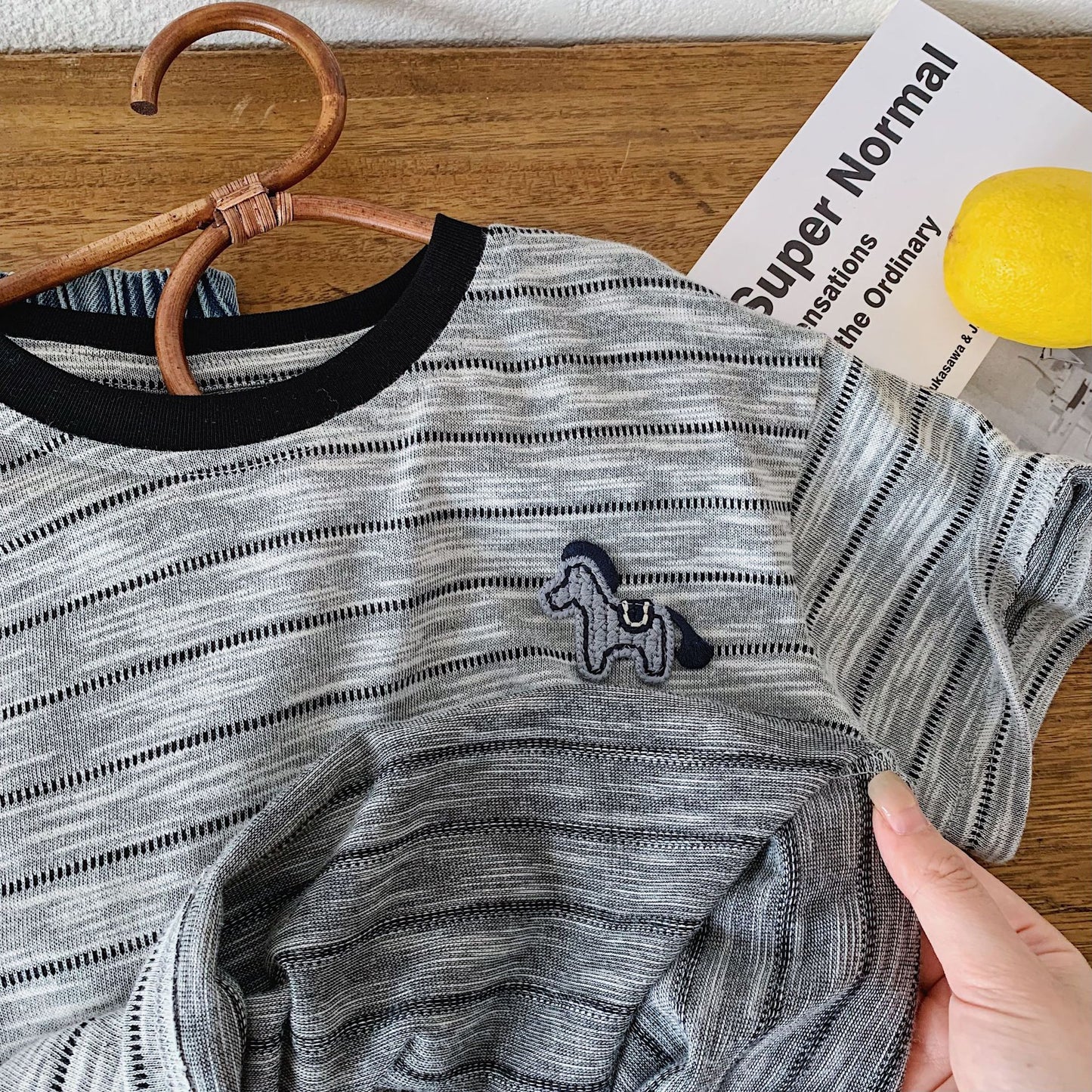 Children's Boy's Short-sleeved Summer Korean Style Striped Pullover Thin Top Boys Children's T-shirt