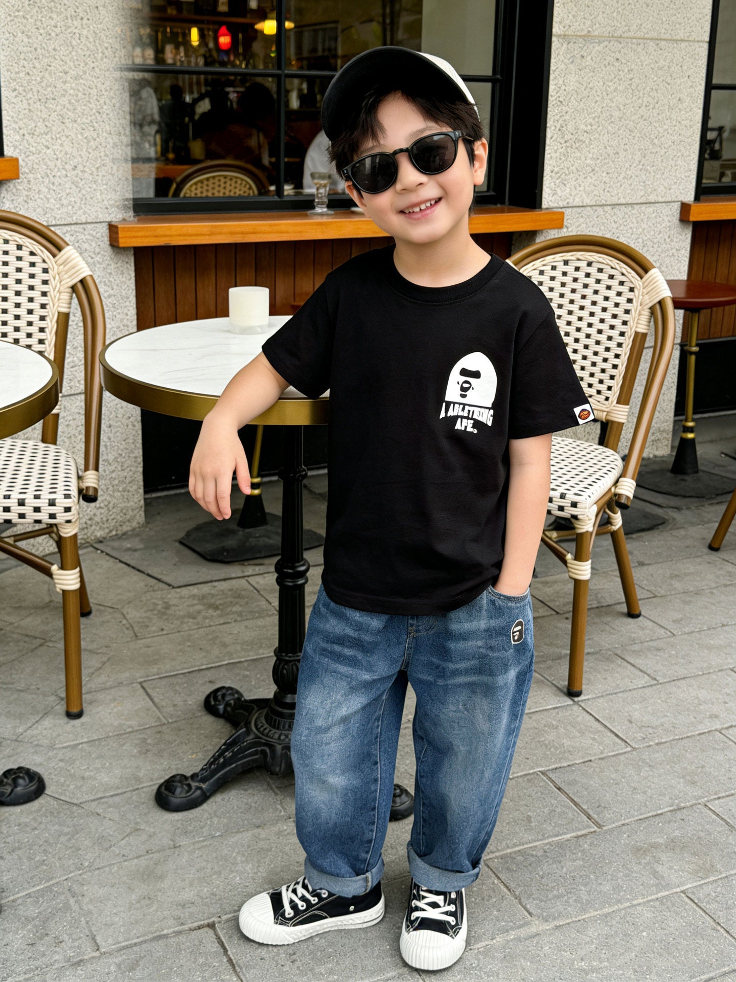 Children's Printed Loose Leisure Short-sleeved Bottoming Shirt Children's T-shirt