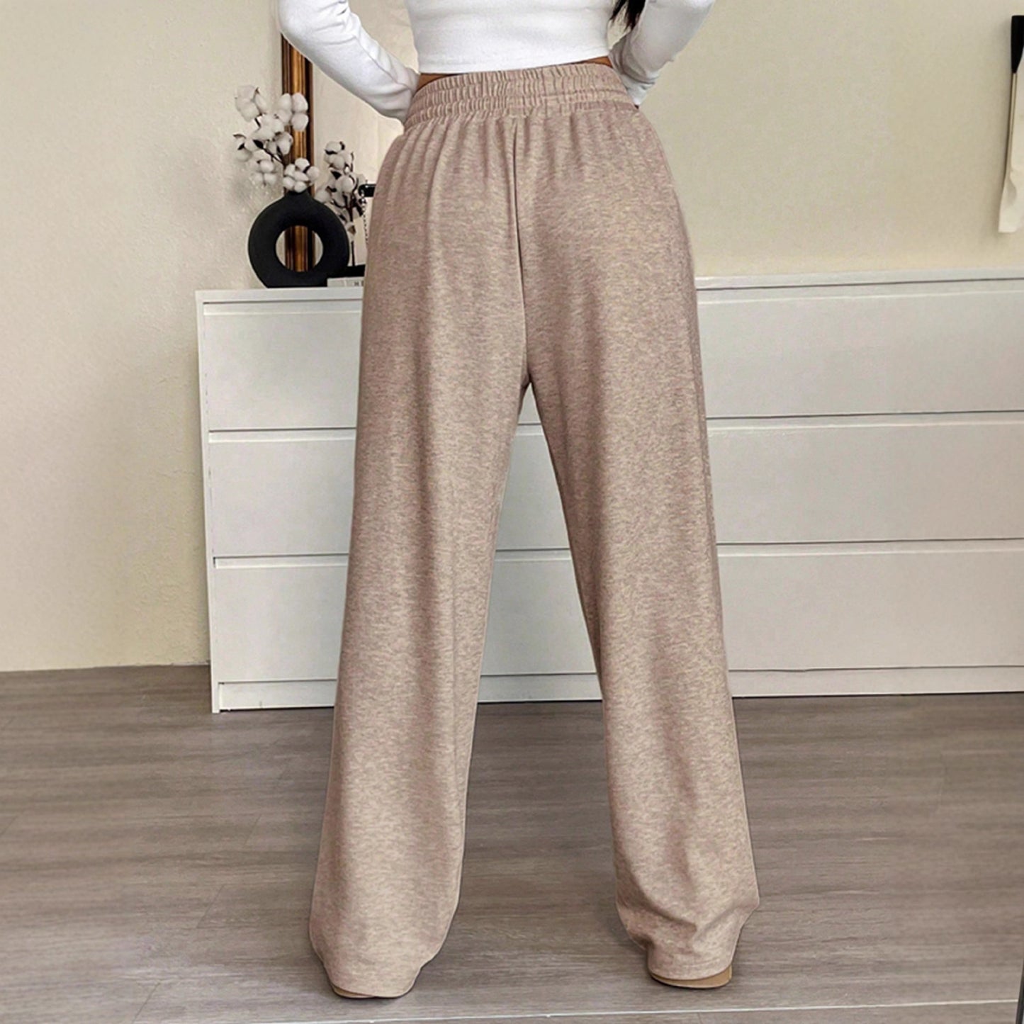 Keep Warm High Waist Pocket Loose Casual Pants