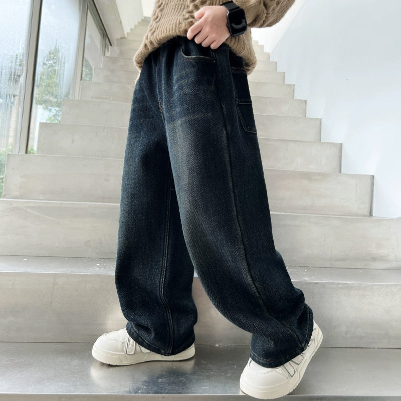 Children's Loose Jeans Plus Size Green Little Children's Pants