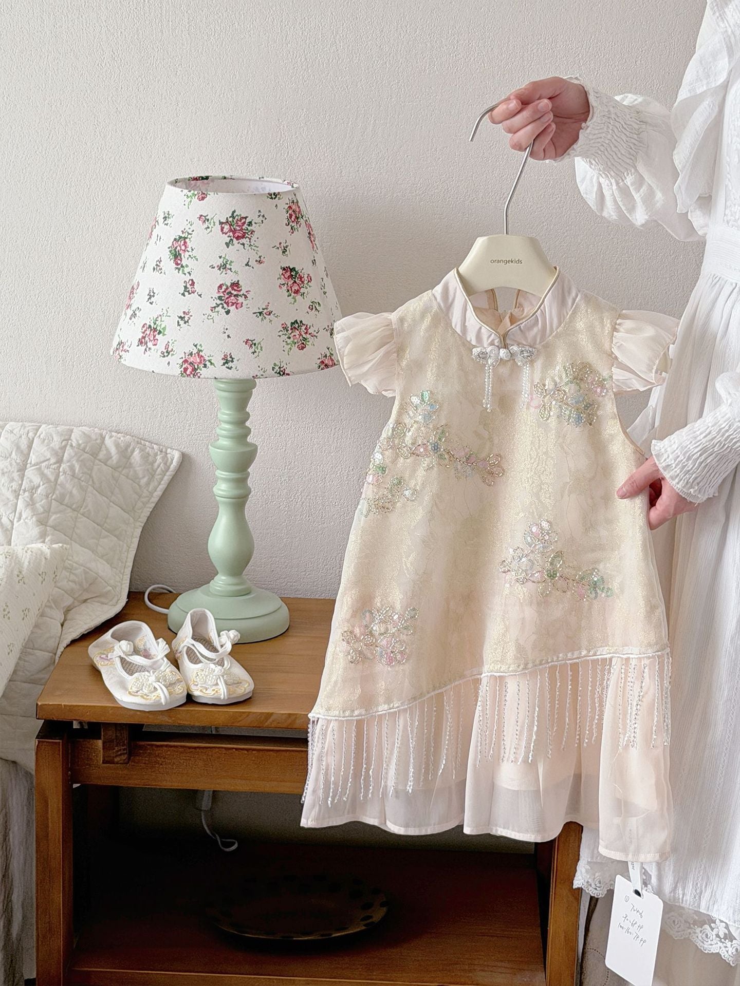 Summer Cotton Embroidery Beads Mesh Princess Children's Dress
