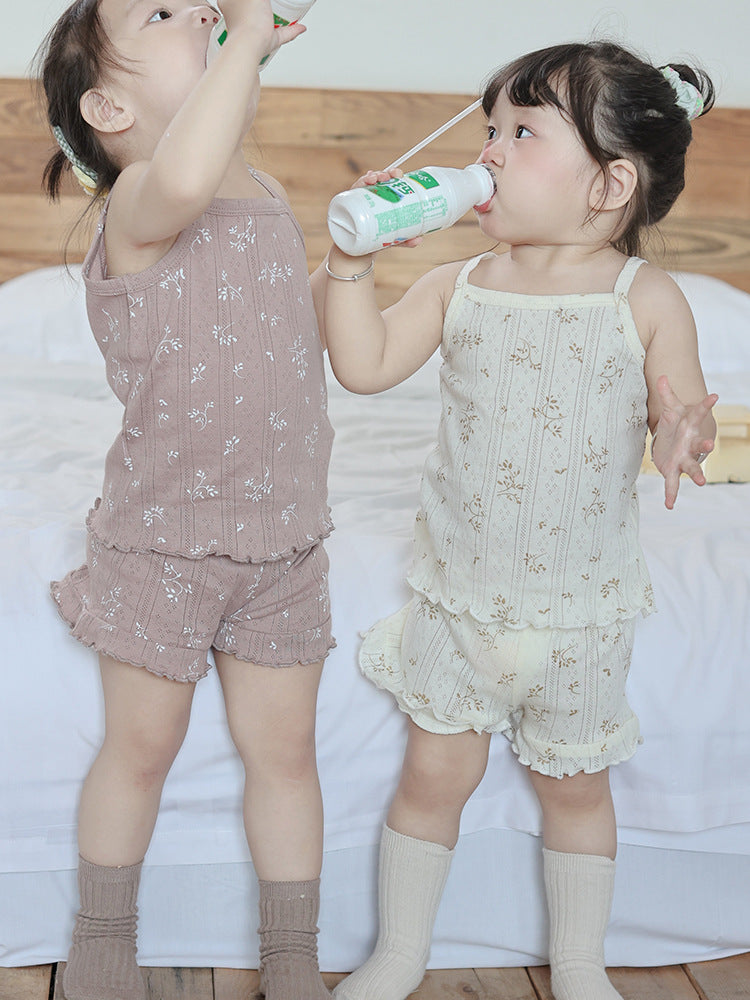 Summer Cotton Class Mori Style Floral Children's Suit