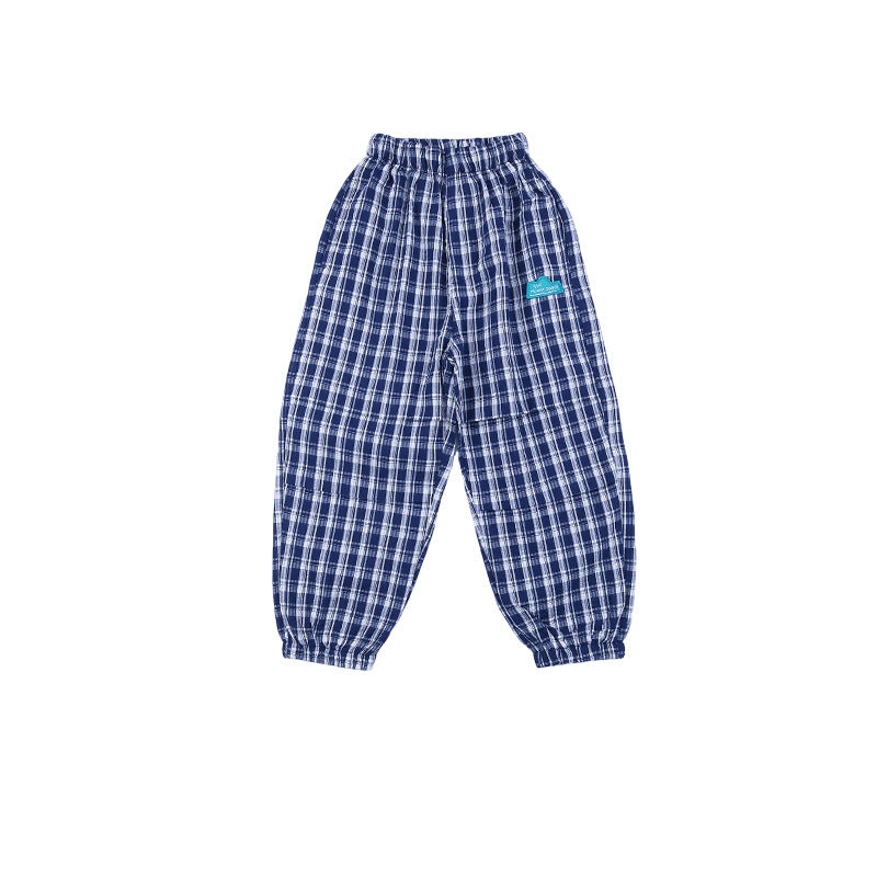 Children's Summer Lightweight Breathable Plaid Trousers Air Children's Pants