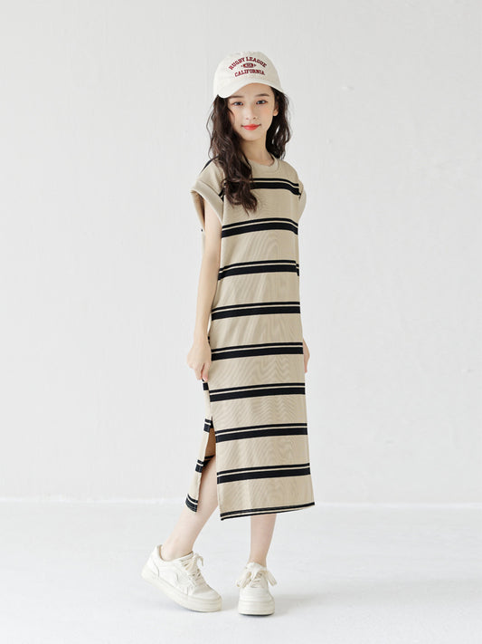 Children's Summer Western Style Medium Large Korean Long T-shirt Short-sleeved Children's Dress