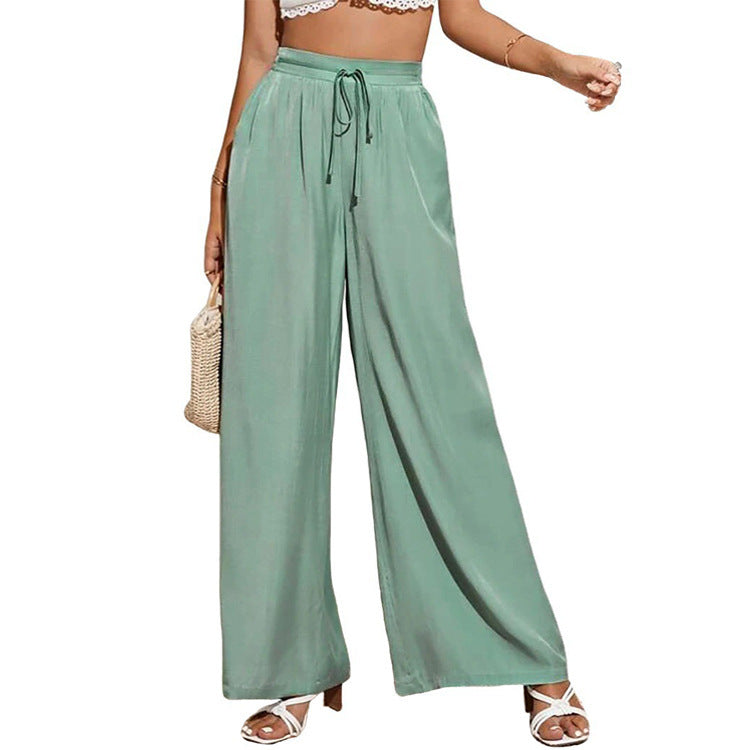 Women's High Waist Trousers Pure Color Elastic Casual Pants