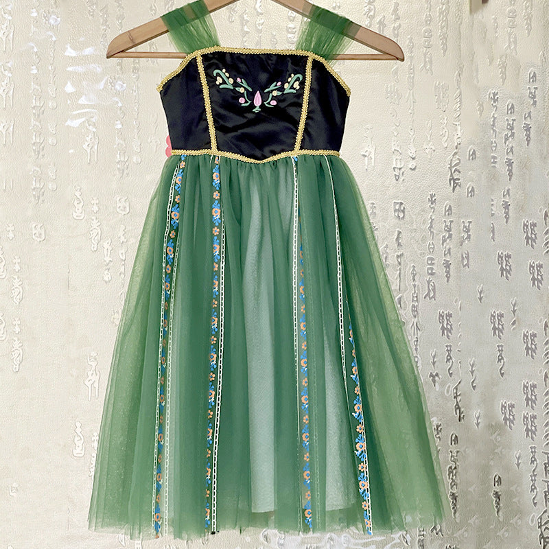 Frozen Anna Princess Short Sleeve Summer Tulle Skirt Children's Dress