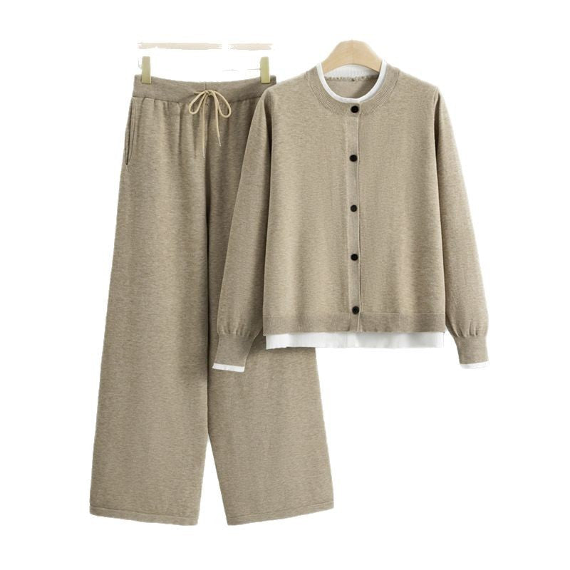 Women's Idle Style High Waist Knit Two-piece Fashion Casual Suit