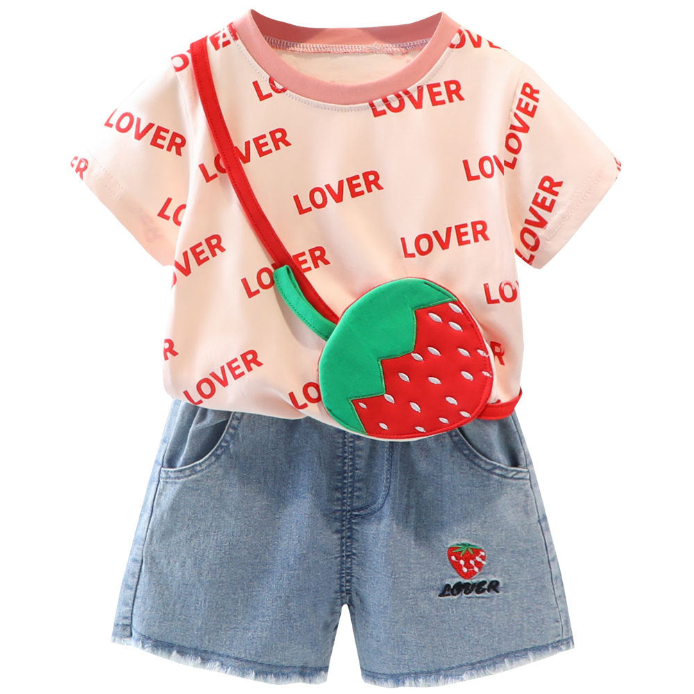 Summer Clothing Clothes 2 Infant Fashionable Cartoon Short Sleeve Two-piece Children's Suit