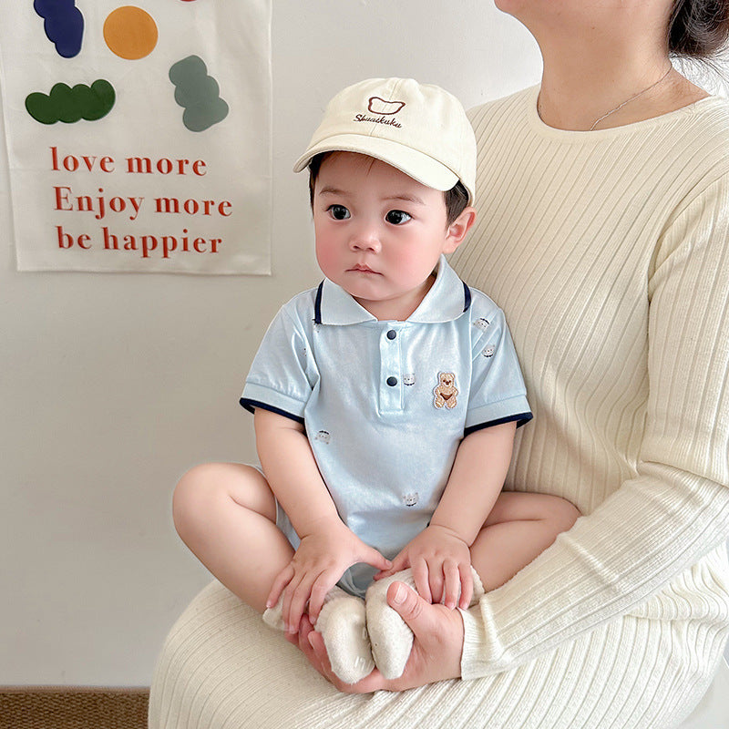 Jumpsuit Summer Short Sleeve Boy's Rompers Handsome Little Gentleman Romper Jumpsuit, Climbing Suit