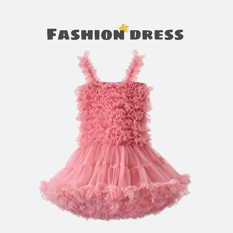 Summer Braces Skirt Christmas Princess Tulle Tutu One Year Old Children's Dress