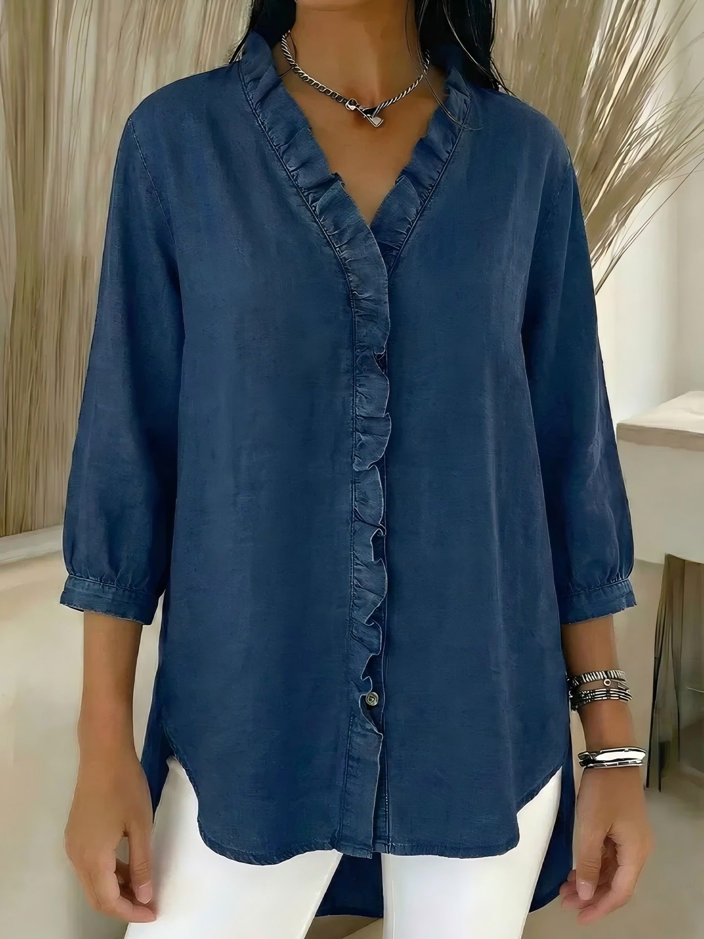 Classy Cool Women's Casual Flounce Shirt Tops