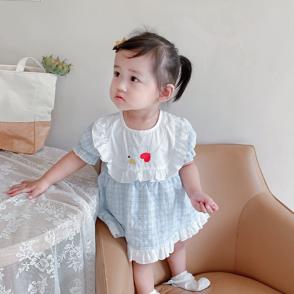 No Fashionable Plaid Gown Summer Born Bloomer With Jumpsuit, Climbing Suit